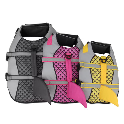 Dog Life Jacket – Shark Fin Swim Vest with Scale Print, Adjustable Harness