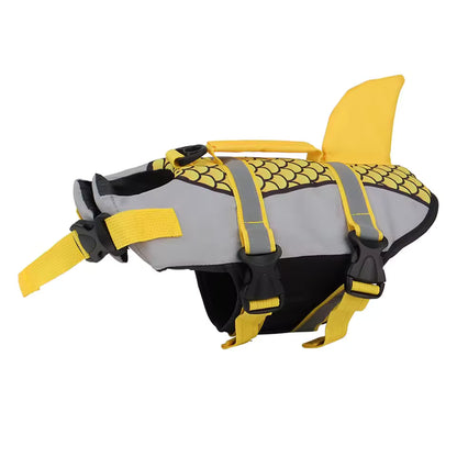 Dog Life Jacket – Shark Fin Swim Vest with Scale Print, Adjustable Harness